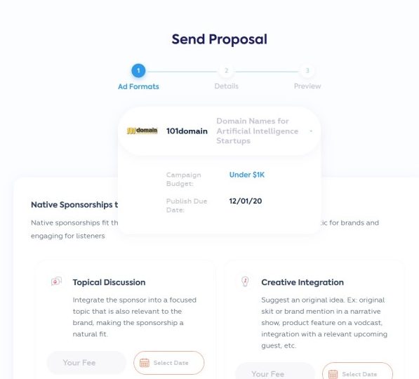 how to send a proposal on podcorn