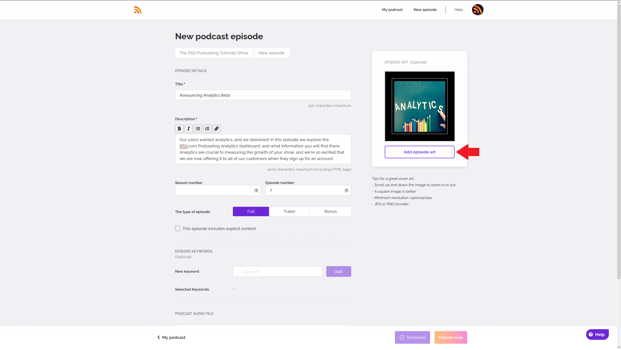 add episode art for your podcast