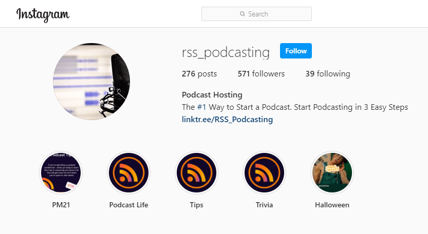 RSS.com Podcasting on Instagram