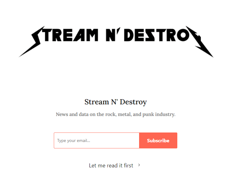 stream and destroy newsletter