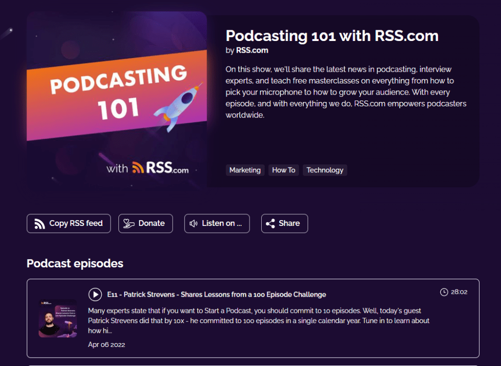 live podcast donation button to your public podcast website on RSS.com