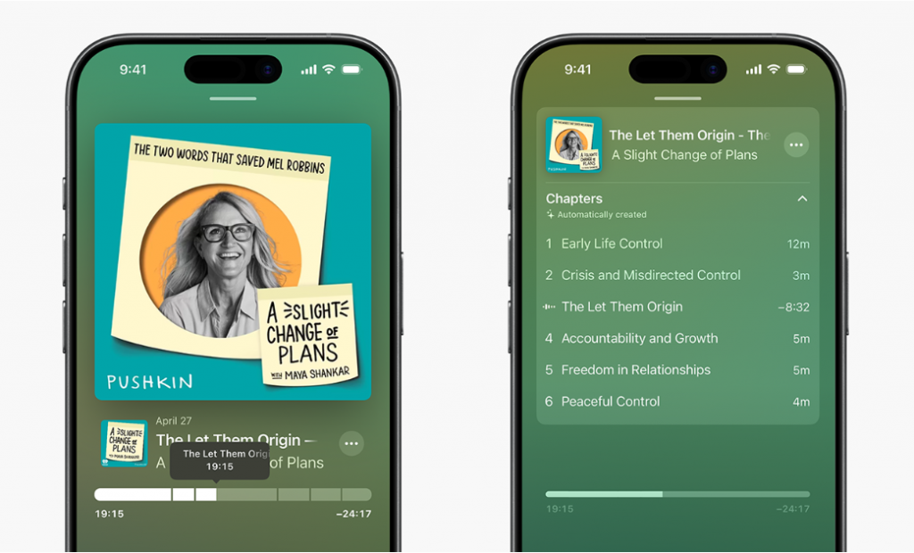 chapters on Apple Podcasts