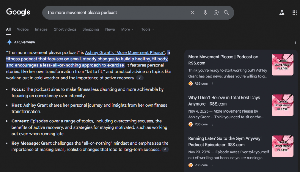 get your podcast found in chatgpt - Google AI Overview