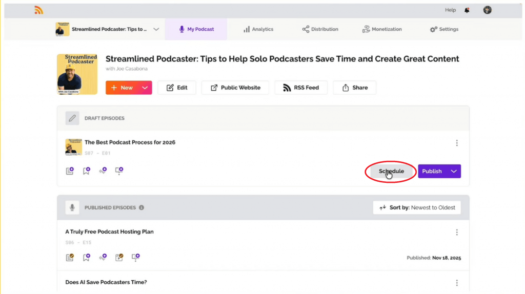 How To Schedule Podcast Button